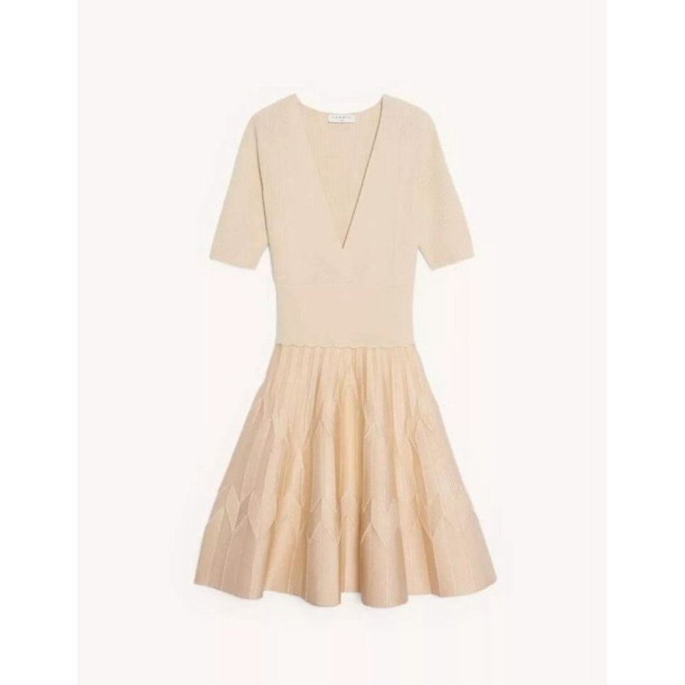 NEW WITH TAG. Sandro BEIGE Women's Espera Knit a-Line Dress, US 36